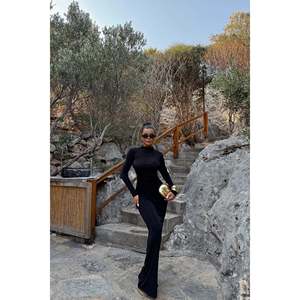 ชุดเดรสวินเทจสีดำ ลายดอกไม้คุณภาพสูง ทรงเอ็มไพร์ ตัดเย็บตามสั่ง ความยาวระดับเข่า ฟรีไซส์ สำหรับใส่ในช่วงกลางวัน ฤดูใบไม้ผลิ ฤดูใบไม้ร่วง - Product Image 4