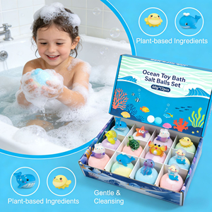 Set de Regalo de Bolas de Sal Marina Natural para Baño de Niños, con Juguete Dentro, Burbujas Efervescentes, Diversión para la Hora del Baño, 60g, Paquete de 12, OEM - Product Image 5