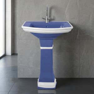 Lavabo de Diseño Azul de Marca India de Calidad de Exportación - Conjunto de Lavabo con Pedestal para Uso Doméstico, Ideal para Mayoristas Argelinos - Product Image 1