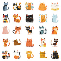 Grenz überschreitende 50 Cartoon Kitty Aufkleber PP Material wasserdichter Aufkleber DIY Koffer Tablet Skateboard