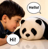 Peluche interactive IA, PaPa Panda avec fonctions de clignement, de toucher et de sons d'alimentation, développe la connexion émotionnelle et les compétences sociales, OEM/ODM
