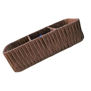 Organisateur de bureau en bois à trois compartiments, boîte de rangement rectangulaire en bois naturel avec séparateurs pour désinfectant et bonbons - Product Image 4