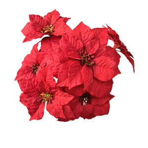 في الهواء الطلق أحمر أبيض الاصطناعي عيد الميلاد زهرة البونسيتيا لعيد الميلاد المركزية الجدول ديكورات المنزل - Product Image 3