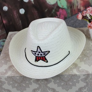 Cappello Estivo in Paglia con Protezione UV per Bambini, Modello Star Boy, a Tesa Larga, Stile Cowboy, per Spiaggia e Sole - Product Image 3