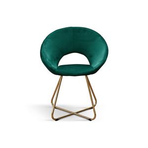 ชุดเก้าอี้ไอริส 2 ตัว เก้าอี้รับประทานอาหารในร่มฐานโลหะกำมะหยี่สีเขียว - Product Image 3