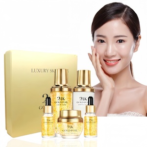 Ensemble de soins de la peau organique en or 24 carats, ensemble de cosmétiques coréens, ensemble de soins de la peau éclaircissant et blanchissant de luxe, kit de blanchiment, nouveaux produits 2025 - Product Image 1