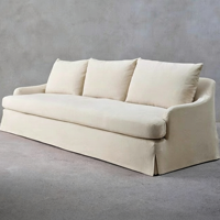 Canapé Chesterfield trois places rond RH moderne de luxe léger avec housse en lin durable et rembourrage en coton pour salon - Entrepôt