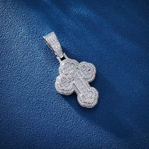 Cross Pendant Copper Alloy Pave Setting Zircon Hip Hop Unisex Necklace Silver Gold 24 Inch Chain - Product Image 2