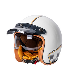 Casco de Moto Abierto Elegante con Visera Desmontable, Lente de Sol Interior, Borde de Cuero PU y Carcasa con Múltiples Diseños para Uso Diario - Product Image 5
