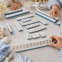 Fichas de Mahjong Americanas Personalizadas con Temática Oceánica, Modernas y Elegantes, de Acrílico Pesado de Triple Capa, con Grabado de Coral en Contraste, Regalo para Fiestas Sociales