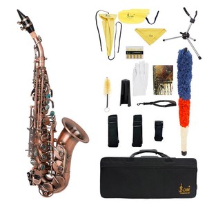Saxophone Soprano Antique Rouge Clé Sib Instrument À Vent En Laiton Matériel avec Étui De Transport Sax Stand - Product Image 3