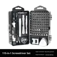 Set Obeng Baja Karbon 115 in 1, Alat Perbaikan Multifungsi, untuk Pembongkaran Jam Tangan, Ponsel, dan Perangkat Elektronik, Bit HYTD HY-GQWJ
