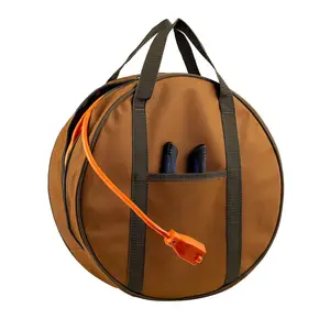 Large Capacity Custom Brand Durable Cable Bag with Web Carry Handles Cables Organized Circular Storage Bag