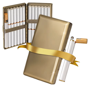 Boîte à cigarettes <span class=keywords><strong>vintage</strong></span> pour femmes, portable, anti-pression, rectangulaire, en métal, pour 20 cigarettes fines - Product Image 1
