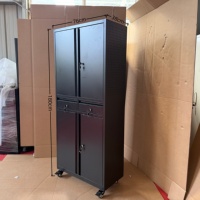 Système de rangement d'outils de garage tout-en-un, armoire métallique roulante à 4 portes et 2 tiroirs, unité mobile robuste avec serrure à clé, écologique