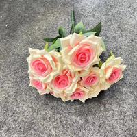 Bunga buatan gaya Eropa pernikahan hotel dekorasi menyebabkan fleurs buatan 9 Kepala berlian malaikat mawar buket