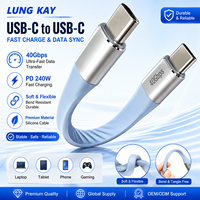 Cable de Datos USB4 Gen3 Corto de 240 W, Video de 8K a 60 Hz, 40 Gbps, Cable USB C Flexible con Blindaje Trenzado para Transferencia de Datos en Computadoras