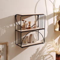 Vente en gros de présentoir mural pliable en bois mdf à 3 niveaux décorations étagère de rangement pliante suspendue pour la maison