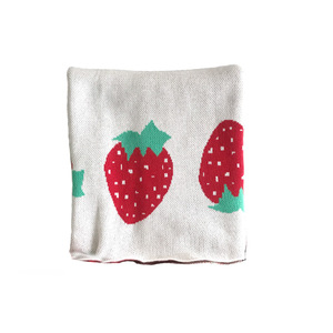Couverture tricotée avec <span class=keywords><strong>pompon</strong></span> 100% coton pour bébé nouveau-né ins nordique fraise - Product Image 5