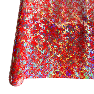 Laser Rose Pattern in PU gương da tổng hợp dệt vải hoa thiết kế giả da chất liệu cho túi/BOW/trang trí - Product Image 2