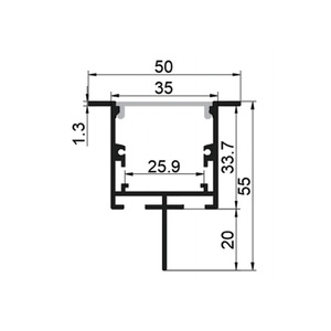 Canal de profil en aluminium monté suspendu encastré <span class=keywords><strong>extra</strong></span> profond pour loger la lampe à <span class=keywords><strong>LED</strong></span> 50*55mm - Product Image 4