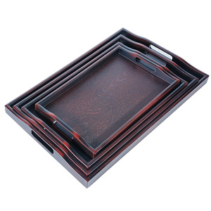Double-sword round imitation mahogany Japanese <b>tray</b>, dessert plate, <b>tea</b> <b>tray</b>, sushi plate, sukiyaki, Japanese and Korean cuisine - Product Image 3