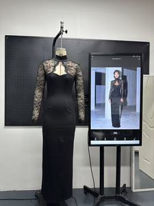 Abito Nero da Donna <span class=keywords><strong>Sexy</strong></span> su Misura 2026: Vestito Aderente a Mezza Lunghezza con Maniche in Pizzo Trasparente - Product Image 5