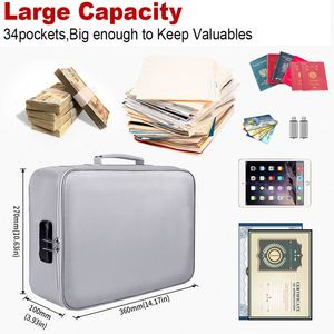 Sac de rangement étanche à 3 couches avec fermeture éclair, grande capacité, organisateur sécurisé pour documents, ignifuge, avec serrure, pour le bureau ou la maison - Product Image 5