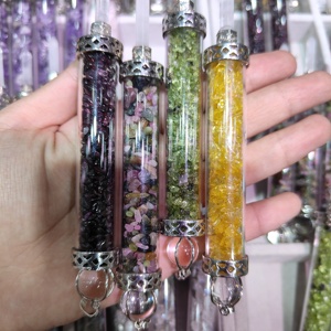 Pendolo Reiki in pietra mista artigianale con pendolo in cristallo naturale fatto a <span class=keywords><strong>mano</strong></span> all'ingrosso per la decorazione - Product Image 1