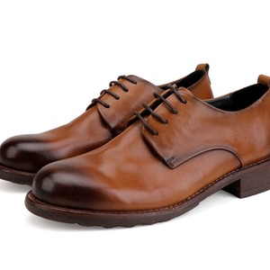 Zapatos Casuales de Cuero para Hombre, Directo de Fábrica, con Cordones, Punta Redonda, Color Puro, Transpirables, Cómodos, Primera Capa de Piel de Vaca - Product Image 3