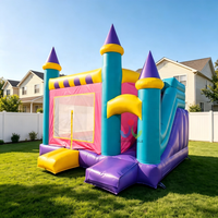 Château Gonflable Commercial Princesse avec Toboggan Latéral, Structure de Rebond en PVC Robuste pour Location de Fêtes et Événements