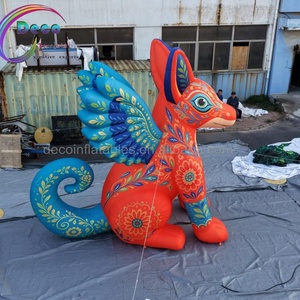 Modelo de Zorro Volador Inflable <span class=keywords><strong>para</strong></span> Exteriores con Patrón Floral, Animal Sentado Decorativo <span class=keywords><strong>para</strong></span> Parques Temáticos y Desfiles Culturales - Product Image 5