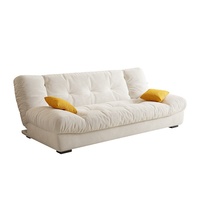 Sofá Cama Convertible Multifuncional de 3 Plazas, Tapicería de Algodón, Relleno de Esponja de Alta Densidad, Estilo Moderno Minimalista Color Crema