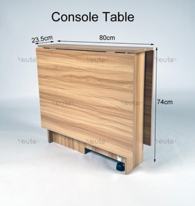 <span class=keywords><strong>Table</strong></span> à manger pliante avec 2 étagères de rangement Tables de cuisine extensibles mobiles <span class=keywords><strong>sur</strong></span> roues pour petit endroit - Product Image 4