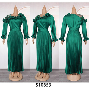 Vestido de manga larga estilo europeo y americano, popular en África, vestido para mujer de talla grande con diseño plisado - Product Image 6