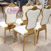 Mobilier d'hôtel commercial moderne OEM d'usine, empilable, de luxe, économique, en acier inoxydable, chaises trône king size, tables, pour mariages et parcs