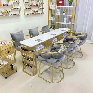 Ensemble table et chaise de salon de manucure moderne multifonctionnel avec aspirateur haute puissance, bureau double, style luxueux - Product Image 6