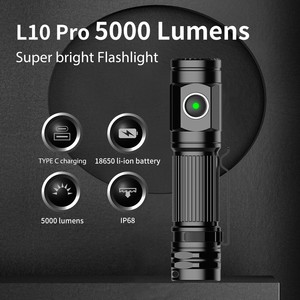 Torcia LED Professionale 2000LM, Impermeabile IP66, 1200mAh, Fascio Regolabile, in Lega di Alluminio, per Campeggio, Sicurezza, Pattugliamento, Uso Industriale - Product Image 6