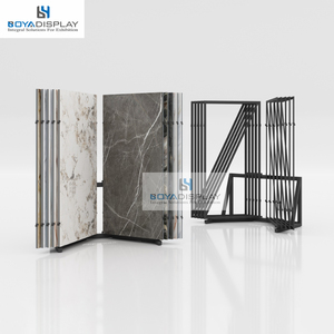 Tùy chỉnh kích thước trang trí tấm Tường gạch gốm slab đá 3D <span class=keywords><strong>PVC</strong></span> tấm đá cẩm thạch hiển thị giá đứng cho showroom - Product Image 2