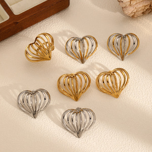 Heart-Shaped Stainless Steel <b>Stud</b> Earrings Gold <b>Silver</b> For Women Gift Fashion Jewelry - Product Image 1