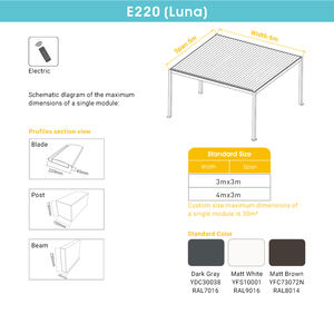 Pergola d'extérieur étanche 3x3 <span class=keywords><strong>4x3</strong></span> Pergola aluminium motorisée réglable toit à persiennes Pergola motorisée bioclimatique - Product Image 2