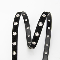 Ceinture fine en cuir véritable suédé à trous, design de luxe, boucle argentée, accessoires de mode pour femme avec anneaux métalliques décoratifs