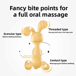 Sucette en silicone personnalisée en gros, en forme de lapin, souple, de qualité alimentaire, jouet de dentition pour bébé, apaisant pour les molaires des nourrissons, fabricant OEM/ODM - Product Image 2