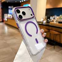 Étui de chargement magnétique sans fil antichoc et étanche au design coloré en forme d'armure, en silicone et PC, pour iPhone 14 15 16 17 Pro Max
