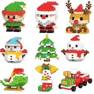 Jouet éducatif transfrontalier en plastique ABS, blocs de construction Père Noël pour enfants, garçons et filles, thème animaux et nature, Noël - Product Image 5