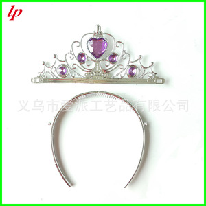 Frozen <b>Elsa</b> Princess Crown 27x7cm Heart-Shaped Blue Rhinestones Birthday <b>Costume</b> Accessory for Children - Product Image 3