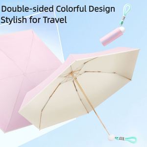 Parapluie portable mini capsule 6 baleines avec revêtement coloré, logo personnalisé OEM, protection solaire et pluie, pour l'été, esthétique et branding professionnel - Product Image 3