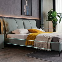 Meubles de chambre à coucher de haute qualité au design moderne, lit capitonné simple nordique, lit en cuir
