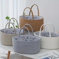 Panier à couches tissé avec couvercle à poignée Panier à couches avec séparateurs pour bébé