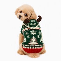 Pull de Noël pour chien, sweat à capuche pour animaux de compagnie, motif renne vert, flocon de neige, tricoté, chaud, confortable, festif, pour petits chiens et chats, hiver, OEM